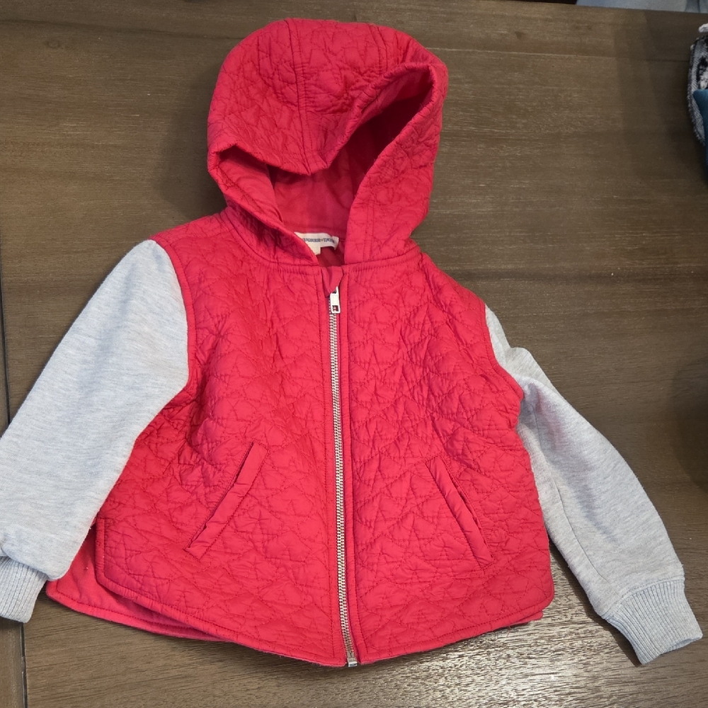 Tucker + Tate Pink Quilted Hoodie with Gray Sleeves